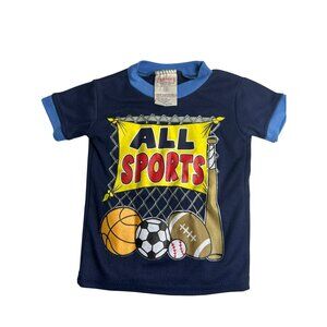 VTG Y2K Carters Ringer Tee Blue All Sports Ball Graphic Shirt 2000s 12M Boys
